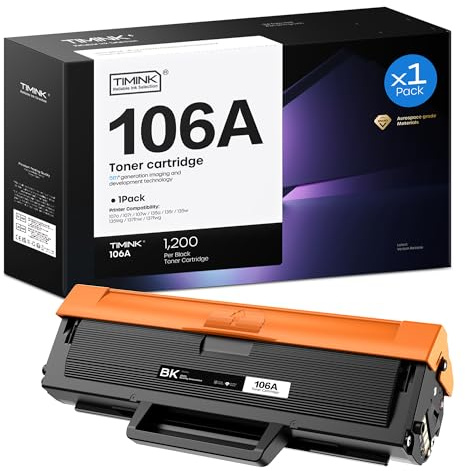 Timink 106A Toner (con chip) Compatibile per HP W1106A Sostituzione con 107a 107r MFP 135a 135r 135w 137fnw (1 Nero, 1000 Pagine)