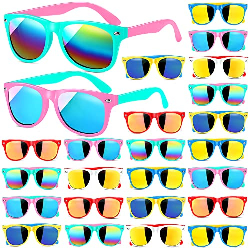 GINMIC Kids Sunglasses Bulk Party Favors, 24Pack Valentines Day Gifts UV 400 Protection Neon Sunglasses for Boys and Girls, Party Favor, Birthday Classroom Goodie Bags Party Supplies.