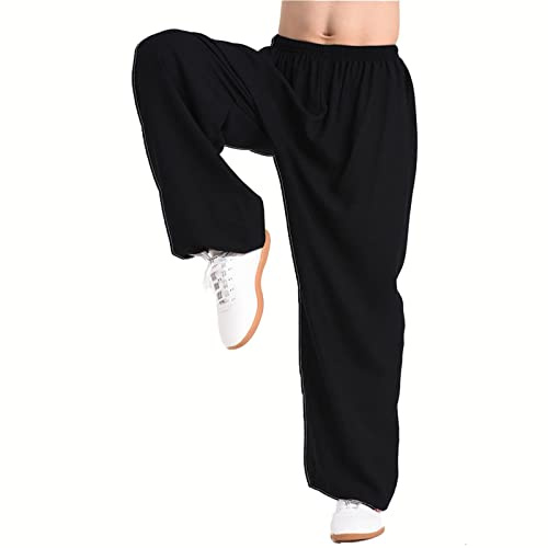 VIRACIN Tai Chi Byxor Herr Dam Kampsport Byxor Kung Fu Yogabyxor Lykta Byxor Joggingbyxor, Svart, M