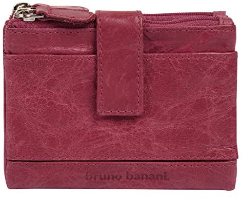 bruno banani Geldbörse Echt Leder Damen | RFID-Schutz, 8 Kartenfächer, kompakte Geldbörse, 2 Münzfächer mit Reißverschluss, praktische Fächeraufteilung pink | 021751