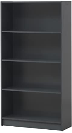 Timber Art Design UK 4 Tier Bookcase Open Ladder Shelf Retro Contemporary Organizer Display Shelving Unit for Modern Living Room, Office Space, Study Room Furniture, Dark Grey - W80 x H150 x D30cm