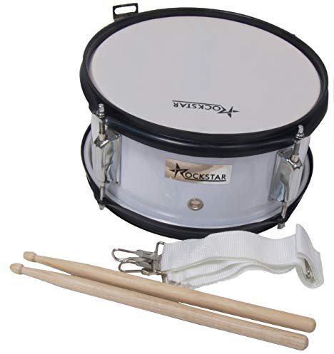 ROCKSTAR - Tambor Caja de Madera Afinable para jóvenes músicos Jinbao L1005WH incluye Correa y Baquetas, Instrumento Musical para Banda Infantil