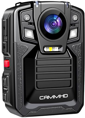CAMMHD 4K Camera Pieton V8-128G 4400mAh 2 Batteries 14 Heures 2160P Caméra Corporelle H.265 avec Enregistrement Audio et Vidéo Portable Body Cam à Vision Nocturne pour la Police