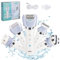 Depilatore Donna, 5 in 1 Wet & Dry Epilatore con 2 Velocità e Luce LED, Cordless Ricaricabile con Testina Radente e Rifinitore e Cappuccio Massaggiante, Tecnologia MicroGrip, Bianco e Blu