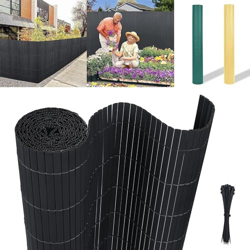 YZNAHRE PVC Sichtschutzmatte Balkon Sichtschutz mit Kabelbindern, 90x300cm Anthrazit Sichtschutzzaun PVC Zaun, Windschutz Wetterfest für Garten Balkon Terrasse