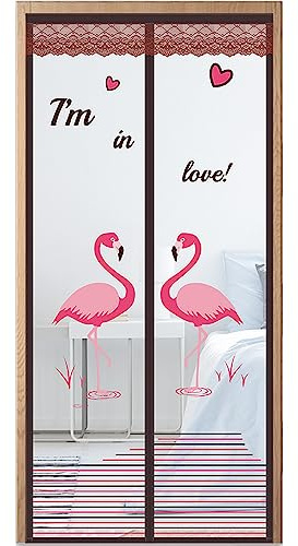 Hixingo Fliegengitter Balkontür, Klettband Selbstklebend Fliegengitter Tür, Fliegenschutz Terrassentür, Magnet Türvorhang, Fliegengitter Balkontür Ohne Bohren Einfacher Einbau (100x210cm,Flamingo)
