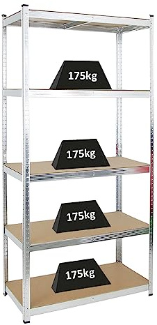 PROREGAL Schwerlastregal Giant Ragnar für Gesamtlast 875kg Maße: 200x100x50 Verzinkt, Kellerregal, Steckregal, Garagenregal, Lagerregal