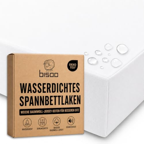 Bisoo Zauberlaken Spannbettlaken Wasserdicht 50x100 Weiß für Beistellbett | Laken und Matratzenschoner in einem Stück, Ersparnis, Wasserdicht, Atmungsaktiv, Geräuschlos, Baumwoll-Jersey Oeko-Tex