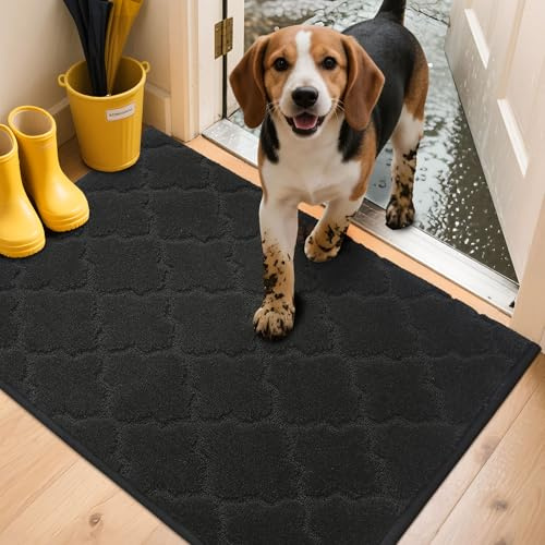 COSY HOMEER Fussmatte Innen 60 x 90 cm, Schmutzfangmatte Schwarz | Waschbar und rutschfest, saugfähiges Polyestergewebe, 1,5 cm weich, für Flur, Küche und Hintertür
