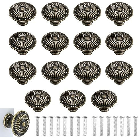 Mlczwt 15 Stück Vintage Bronze Schrankknäufe - Kommoden Knöpfe Mit Schraube, Möbelknöpfe, Mini Schubladenknöpfe, Antik Schubladenknöpfe für Schrank, Schublade, Schmuckschatullen