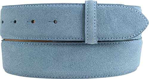 BELTINGER Gürtel aus Veloursleder ohne Schnalle 4 cm | Velour-Ledergürtel für Damen Herren 40mm | Wildleder-Gürtel 4cm | Jeansblau 95cm