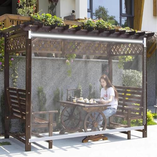 Tende a Rullo Esterne Trasparenti Tapparella Avvolgibile in Plastica Impermeabile,Tende Rullo Pvc,Cortina in Vinile All'Aperto,Persiane Divisoria Chiare,con Catena Laterale,W×H-130×180cm/51.2×70.9in