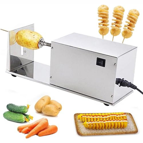 Affettatrice Elettrica per Patate Tornado, Tagliapatate a Spirale in Acciaio Inos, Macchina per Torre Di Patate Commerciale Affettatrice per Patate Attorcigliate per Patate Dolci Carote Cetrioli