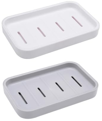 TNSRAY Ablauf Seifenschalen Kunststoff Seifenablage, 2 Stück Seifenschal mit Plastik Soap Dish with Drainage Seifenhalter Seifenschalenhalter Trocken Soap Dishes für Seife Scrubber Schwämme