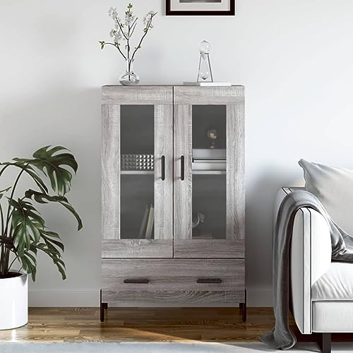 HETFTJN Highboard, Eckschrank Buffetschrank Barschrank Kommode Geeignet für Küchenzeile Schlafzimmer Badezimmer Wohnzimmer Grau Sonoma 69,5x31x115 cm Holzwerkstoff