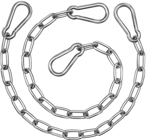 Hängesesselkette, 65 cm, robuste Verandakette mit 4 Karabinern, schwarze Schaukel-Verlängerungsketten, Hängematten-Kettenverlängerung, Hängematten-Hardware-Kit (Silber)