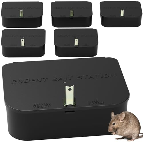 Lot de 6 boîtes à rats avec 1 clé, solution complète pour rongeurs pour garder les rats à distance, sans danger pour les animaux et les enfants, serrure et clé disponibles, réutilisable et durable,