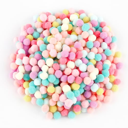Thyonta 500PCS Children's Handmade Colourful Pom Poms High Elastic Handmade DIY Colourfast Macaroon Coloured Pom Suitable for Parties, Gathering