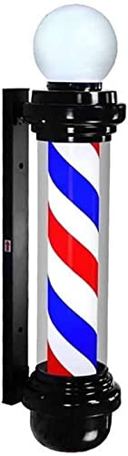 LVSEWOA Poste de barbería con luz LED para Exteriores, Poste de barbería, Poste de barbería, luz LED roja, Blanca y Azul, luz giratoria Impermeable para peluquería (100 cm)
