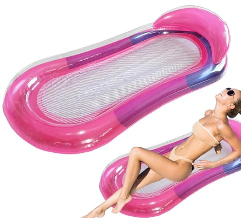 Tumbona inflable: flotador de piscina con respaldo para la máxima relajación | Perfecto para broncearse, perezosos y fiestas en la piscina | Fácil de inflar y desinflar, compacta para viajar, dura