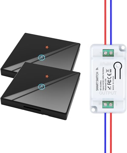 HYHIOTS RF433 Kit d'interrupteurs sans fil, interrupteur de sécurité émetteur sans fil 230 V et contrôleur de récepteur, 10 A, interrupteur sans fil, interrupteur de lumière mural, interrupteur