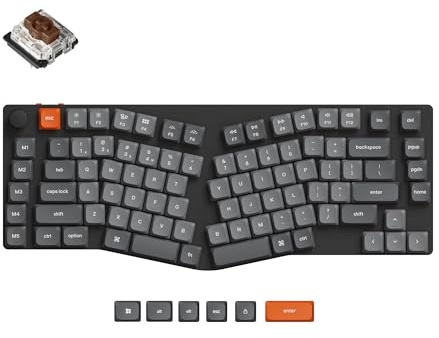 Keychron K15 MAX Custom Wireless Mechanische Tastatur 2.4 GHz/Bluetooth/USB-C, weiß LED, QMK/VIA Programmierbare Makros, PBT Keycaps, für Mac Windows, Super Brown Switch