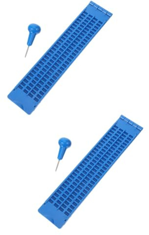 Ipetboom 2sets Tavoletta Braille Portatile Con Punteruolo Kit Didattico Per Studenti Non Vedenti Linee e Caselle Materiale Plastico Utilizzo Facile e Riutilizzabile