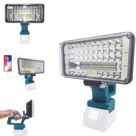 Battery Lamp for Bosch PBA 18 V Battery, Professional 18 V Lamp, Wireless Work Lamp, LED Battery, Battery Lamp, Portable Floodlight, Construction Spotlight for Emergencies, Construction Sites, Camping