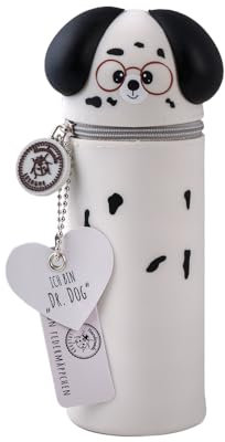 Lulubug Silikon Federmäppchen - Hund Dr. Dog | Federtasche aus weichem Silikon für Stifte | Federmappe und Stiftehalter | Mäppchen Tiere, Schlampermäppchen