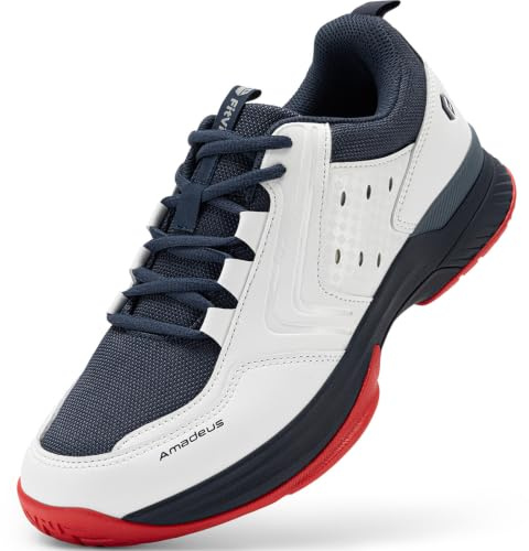 FitVille Extra Weit Tennisschuhe Herren V8 Atmungsaktiv Sportschuhe | Breite Zehenbox, Rutschfest Sneaker, Bequeme Badminton Schuhe, Stoßdämpfende Sohle, Fußgewölbestütze