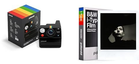 Polaroid - Now+ Gen3 - Fotocamera instantánea con conexión Bluetooth + Black and White Film (8 películas) - Negro