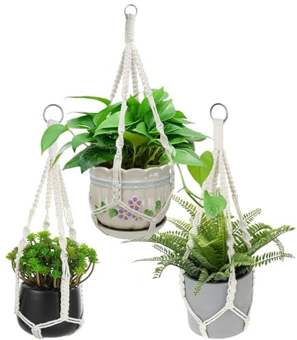 ZYEKIU Lot de 3 Suspension Plante Intérieure Pot Suspendu Plante Interieur Pots Fleurs à Suspendre Pot Fleur Suspendu Boho Paniers de Décoration pour Intérieur Extérieur Jardin Balcon Patio