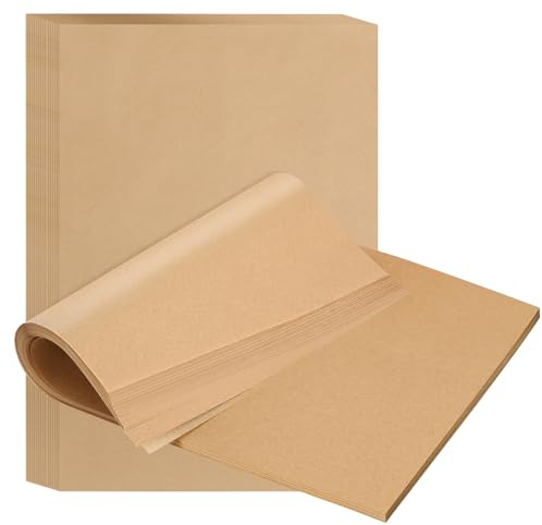 BYKITCHEN Fogli di carta pergamena da 23 cm x 33 cm, antiaderenti, pretagliati non sbiancati, per forno, friggitrice ad aria, grigliate, cottura di torte di pane, biscotti, adatti per teglia da 120