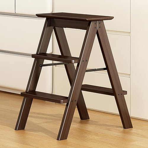JHDXL Inicio Engrosamiento Multifuncional Silla Plegable, Silla de Escalera de Madera 3 en 1 con Estante de exhibición, Escaleras Cocina de la Oficina Biblioteca Pasos