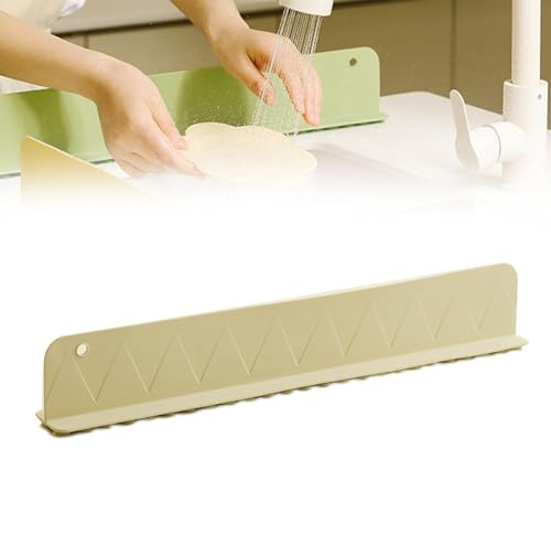 Kitchen Silicone Sink Splash Guard – Kitchen Bathroom Soft Silicone Water Retaining Board with Strong Suction Cup, Silicone Flume Baffle Water Barrier for Kitchen Sink Anti-Splash Water (White)
