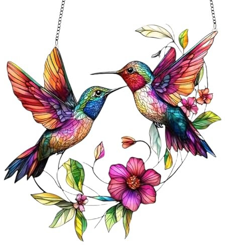 LUMOOM Decorazione da appendere per finestra, acchiappasole, ciondolo a forma di uccello, in acrilico, decorazione per finestre, moderna, colibrì, suncatcher, decorazione primaverile da appendere alla