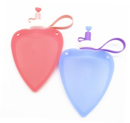 UPKOCH Bouteille d'Eau Pliable en Silicone pour L'Extérieur Bouilloire Flexible Design de Cœur pour Camping et Bouteille de Sport Réutilisable