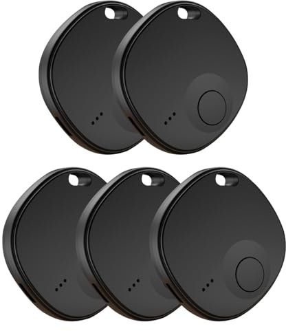 Apple Airtag 5 Pack, Find My Enabled Tracker with Global Positioning & Leave Behind Alerts, No SIM Card Needed, 12-Month Battery for Keys, Luggage, Pets (Black)