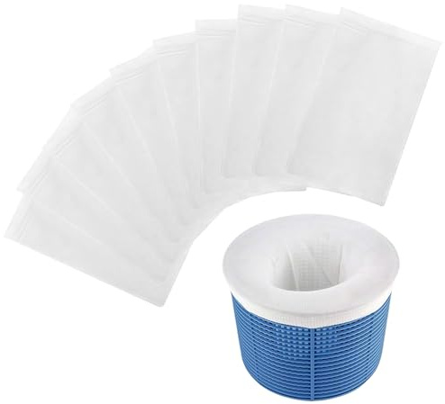 KLINNA Lot de 10 chaussettes de skimmer | Filet à mailles fines pour le panier de skimmer de piscine | Filtre efficace contre le pollen et la saleté, chaussettes réutilisables pour chaque piscine