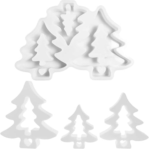 TREABEAR Stampi in silicone per albero di Natale con cuore, stampi in silicone per Natale, stampi in gesso per annaffiare, stampi in silicone per Natale