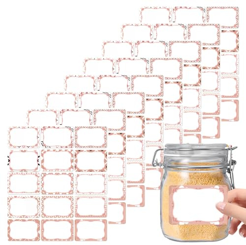 120 Pcs Jam Jar Labels, 60x40mm Self Adhesive Easy Peel Jam Labels for Jars, Waterproof Jam Labels with Easy Write Surface for Kitchen, Food Bottle, Preserves Containers(Style B)