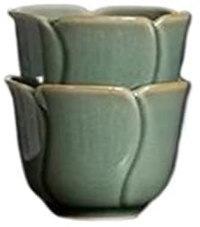 Juegos De Tazas De Té Juego Ceremonia Del Té Kung Fu Tazas Café Tazones Chawan Pequeño 110ml Tulipanes Celadón Para Sopera Con Tapa Verde Juego De Té De La Tarde(50ml cup 2pcs)
