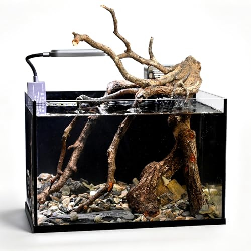 2.8 Gallon Small Aquarium Set Glass Fish Tank,Nano Nature Aquarium Kit with Waterfall Filter and Light for Beginners and Children to Keep Betta Fish, Goldfish, Shrimp, and Aquatic Plants