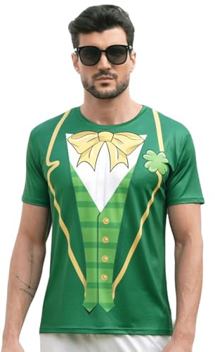 St.Patrick Day T Shirt for Men St Patricks Day Shirt Funny St Patricks Shirts Tuxedo T Shirts for Men Funny Holiday Casual New Orleans Tree,L