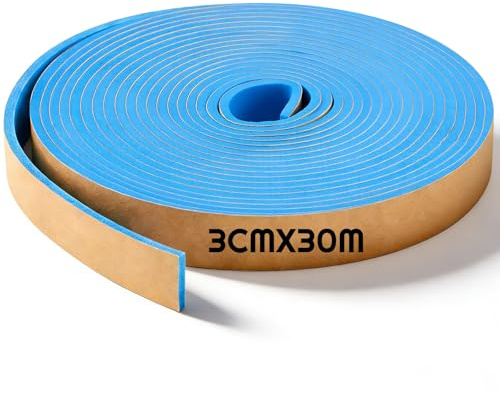 Xuniea Randdämmstreifen Selbstklebend für Ausgleichsmasse Randdämmung Behnfugenband Randdämmstreifen Estrich Dehnfugenband Trennwandband Fußbodenheizung(3 cm x 30 m,Blau)