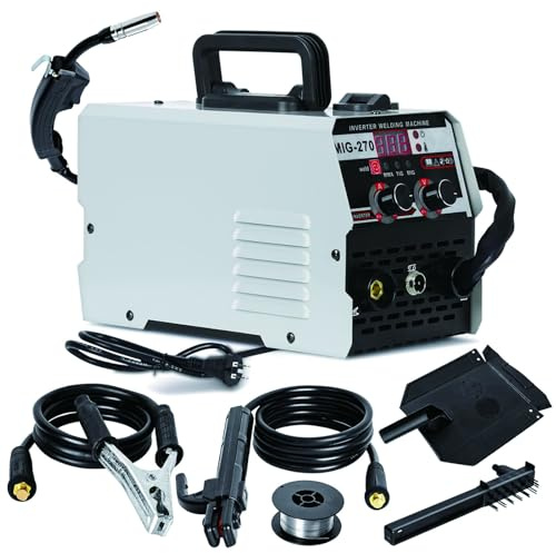 Soldador MIG 3-en-1 Portátil – 250A MIG Sin Gas, ARC MMA & LIFT TIG Inverter con Display LED, Soporte Spool Gun, Para Trabajos en Acero y Reparaciones Caseras Grey