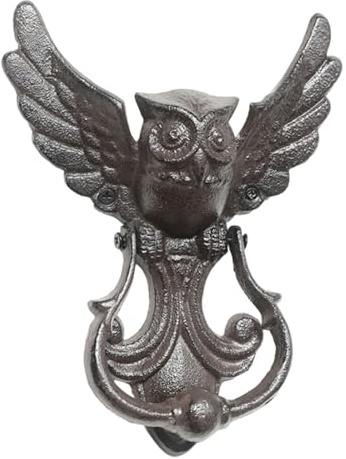 Fenteer Owl Door Knocker Antique Easy to Install Versatile Exterior Doors Hardware Home Decor Creative Heavy Duty Front Door Knocker