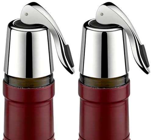 Trauben-Set Weinflaschenverschluss (2-Teilig),Edelstahl Flaschenverschluss,Sektflaschenverschluss,Sektverschluss,Weinverschluss,VerstäRktes Design,HäLt Wein Frisch (Silberner Weinflaschenverschluss)