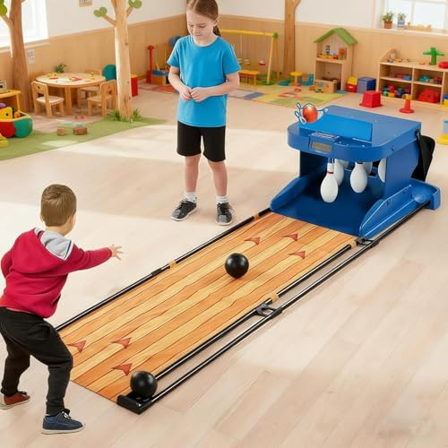 Elektrisk bowlingmaskin, hopfällbart elektroniskt bowlingspel inomhus med LED-resultattavla, automatisk återställning, belysning och simuleringsljudeffekt, hemunderhållning 3.5m/11ft