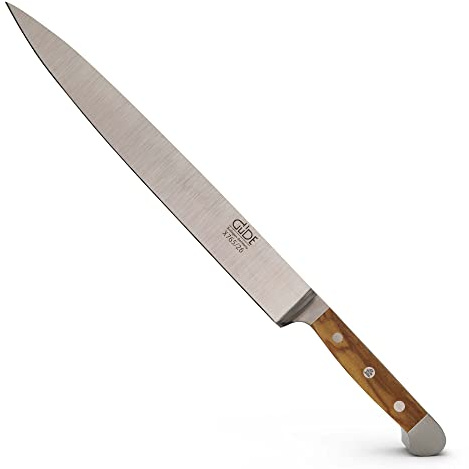 GÜDE Solingen - Trancherkniv smidd, 26 cm, olivträ, ALPHA-OLIVE - Skinkkniv, double bolster, Handgjord Tyskland